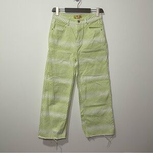 Simons Twik women’s Green psychadelic stripes Straight Leg denim jeans in 29